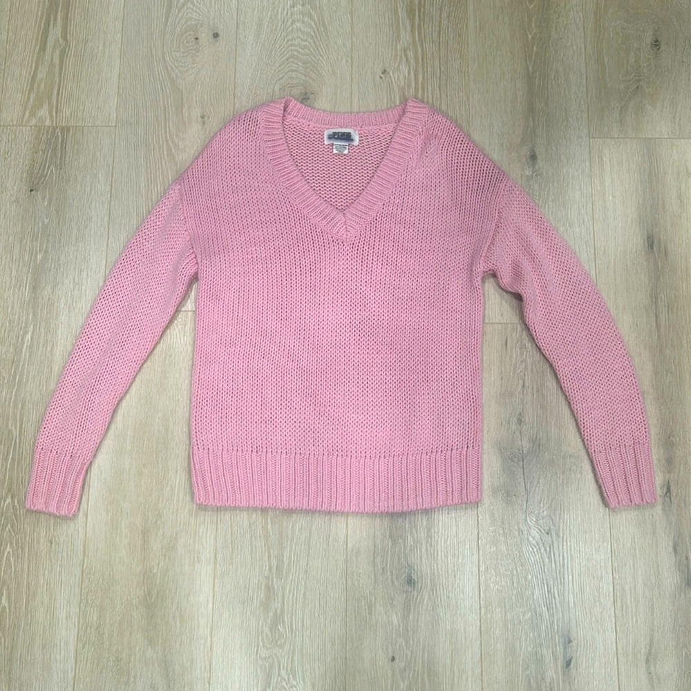 PINK pink v-neck knitted sweater